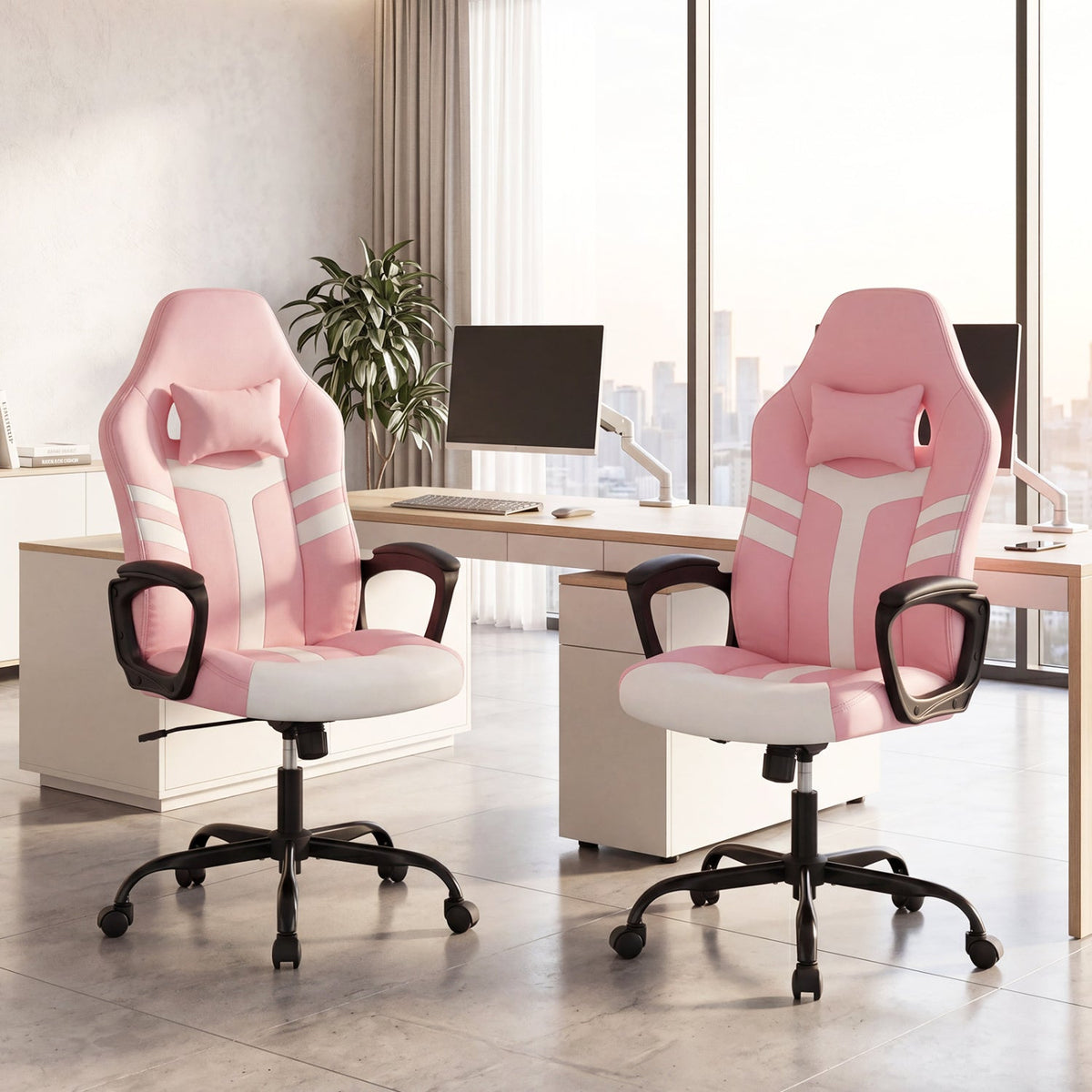 Ergonomic Gaming Chair with Removable Head Pillow & Rocking 6