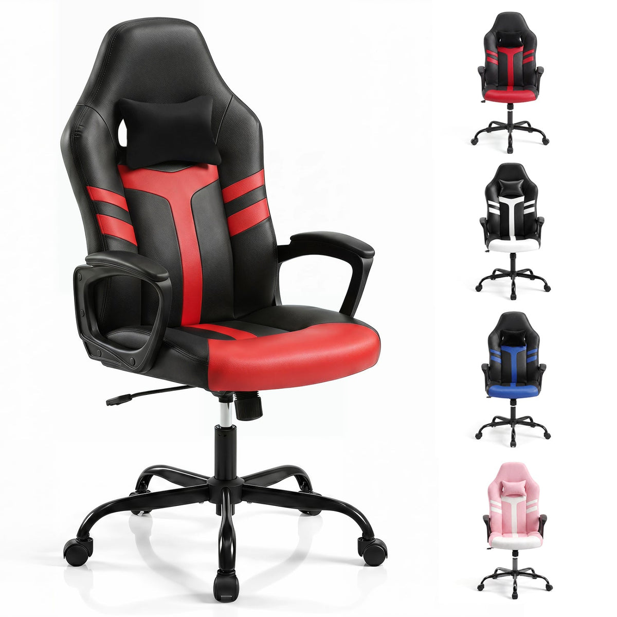 Ergonomic Gaming Chair with Removable Head Pillow & Rocking 12