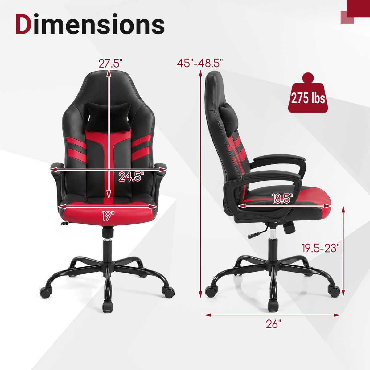 Ergonomic Gaming Chair with Removable Head Pillow & Rocking 13
