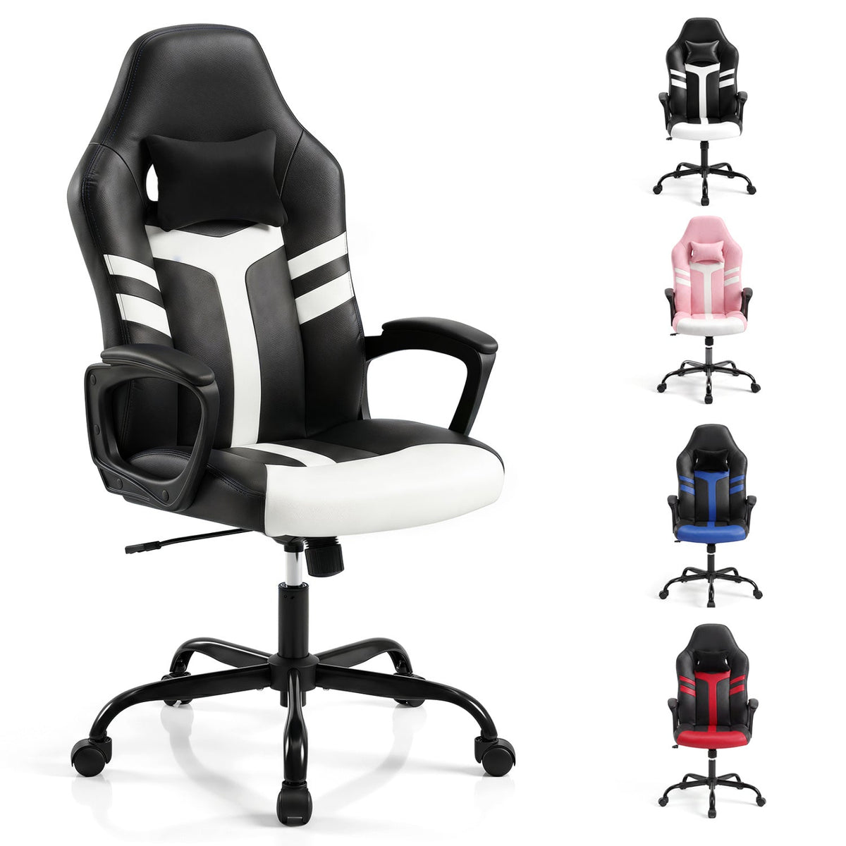Ergonomic Gaming Chair with Removable Head Pillow & Rocking 20