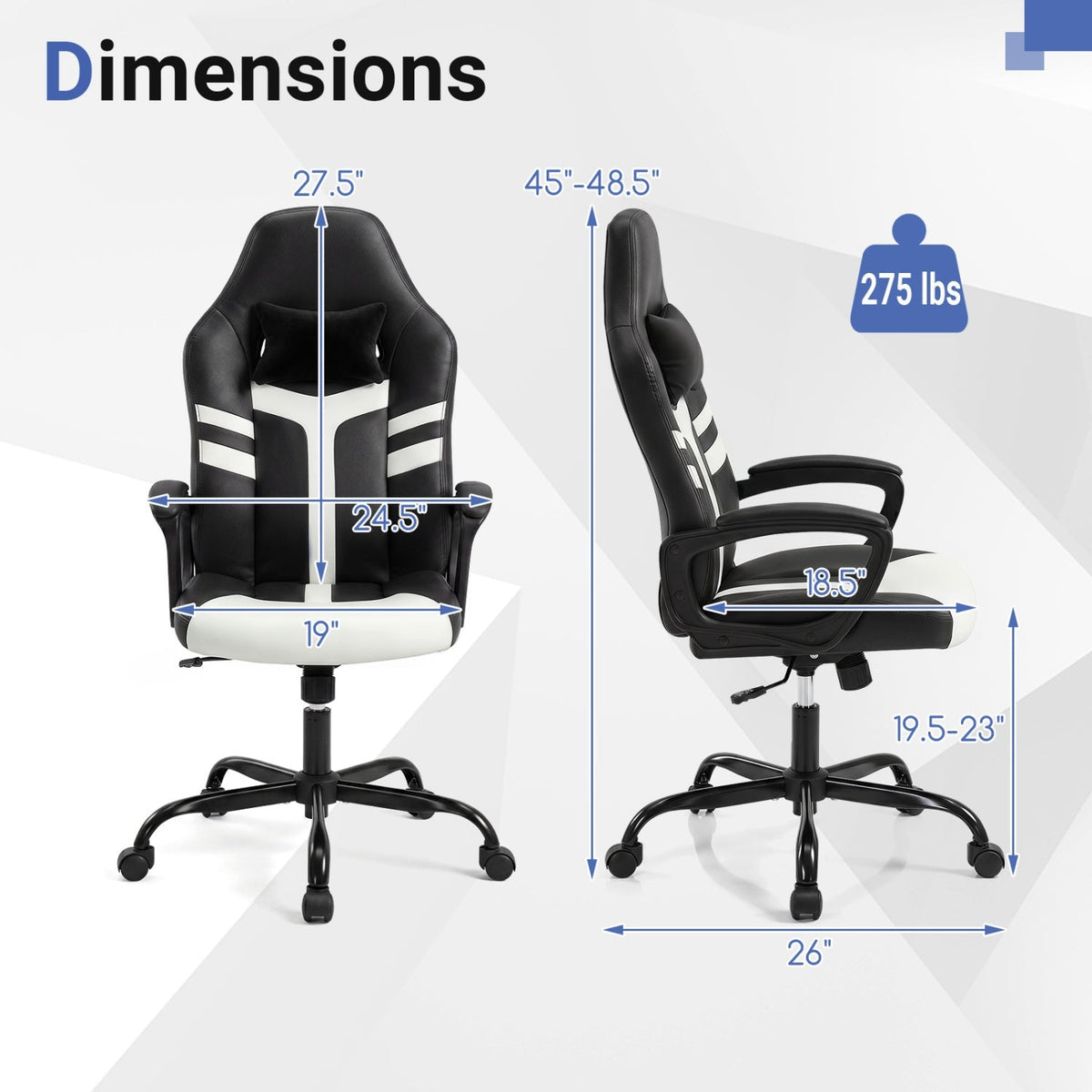 Ergonomic Gaming Chair with Removable Head Pillow & Rocking 21