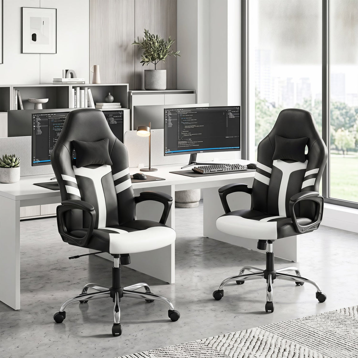 Ergonomic Gaming Chair with Removable Head Pillow & Rocking 22