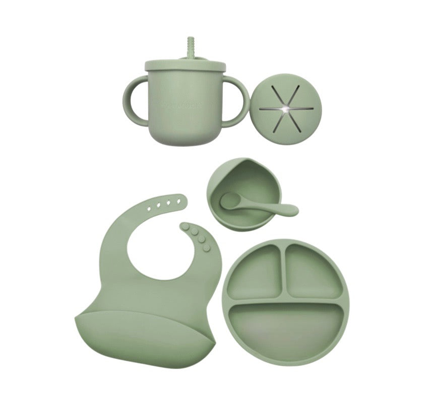 HeyPeacock Baby and Toddler Feeding Sets, Food-Grade Silicone (Brown) 5
