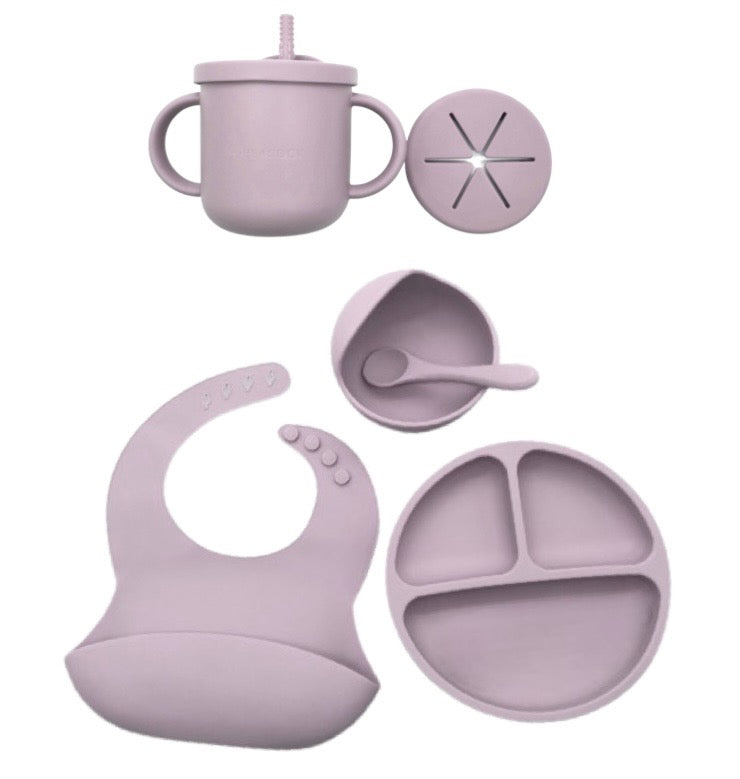 HeyPeacock Baby and Toddler Feeding Sets, Food-Grade Silicone (Brown) 3