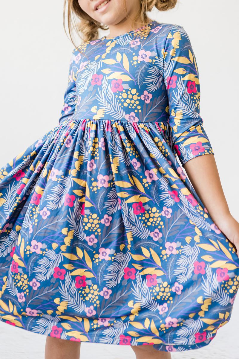 Flora 3/4 Sleeve Pocket Twirl Dress 2