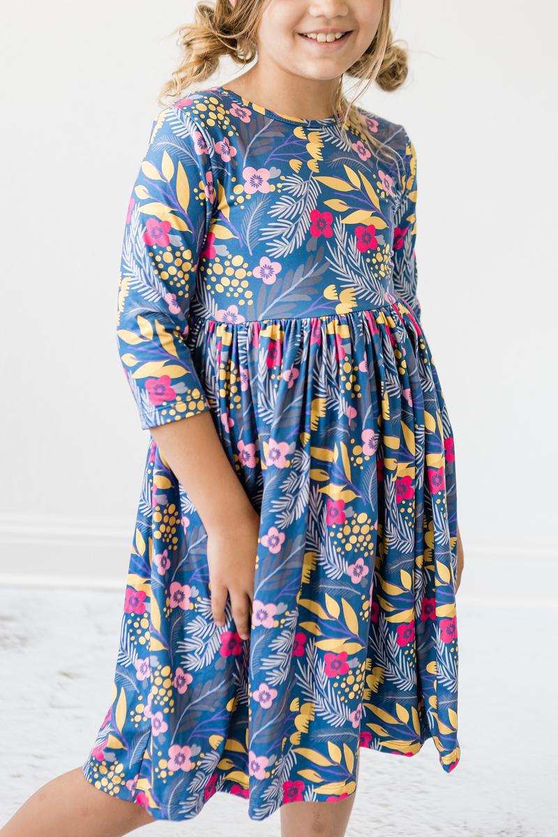Flora 3/4 Sleeve Pocket Twirl Dress 3