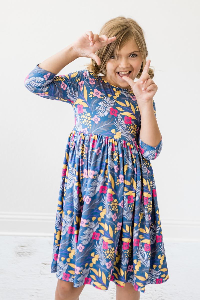 Flora 3/4 Sleeve Pocket Twirl Dress 4