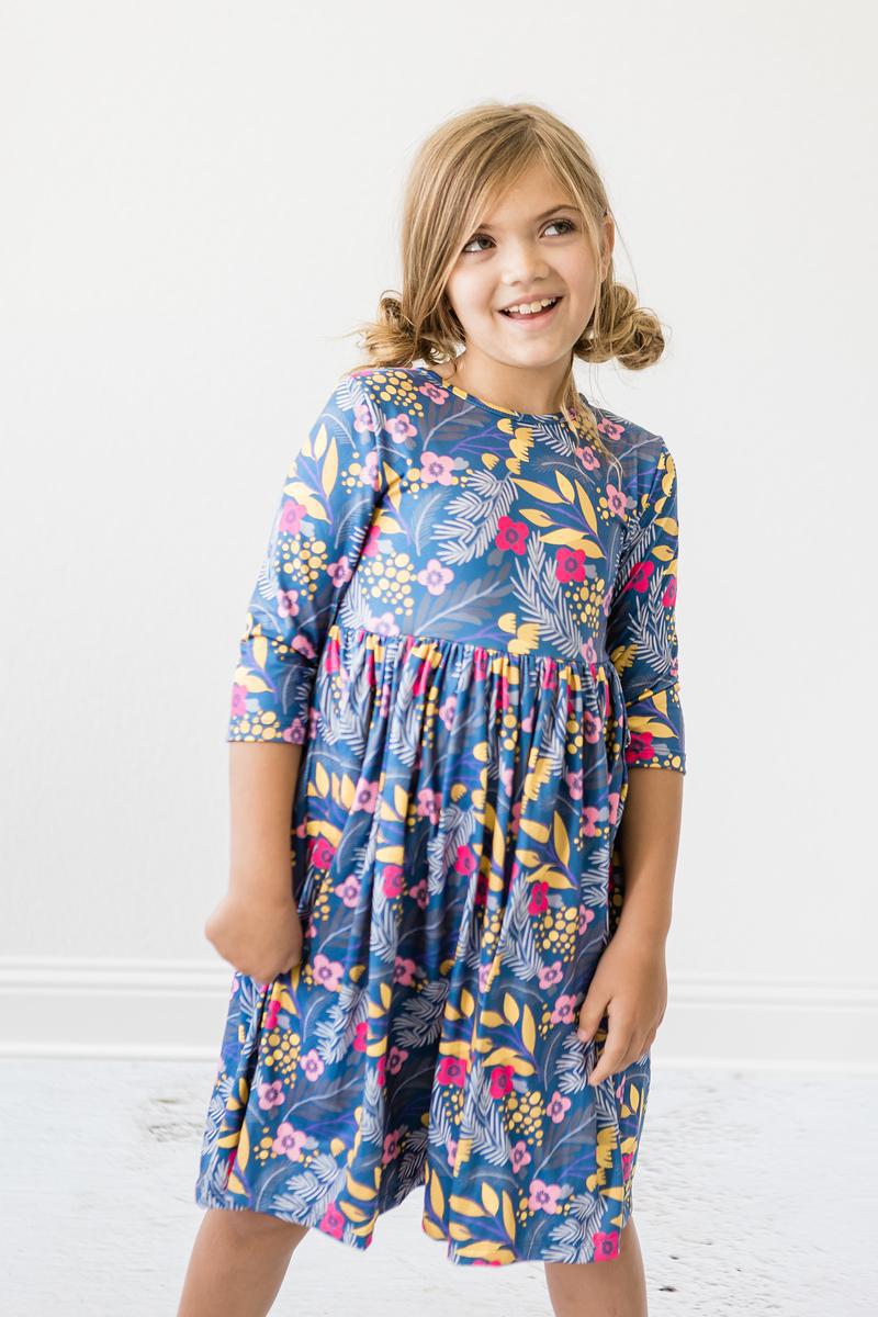 Flora 3/4 Sleeve Pocket Twirl Dress 5