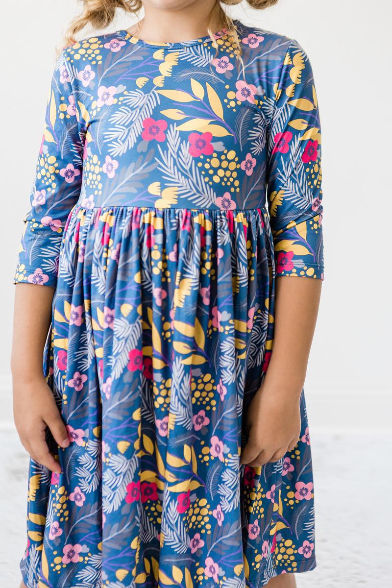 Flora 3/4 Sleeve Pocket Twirl Dress 7