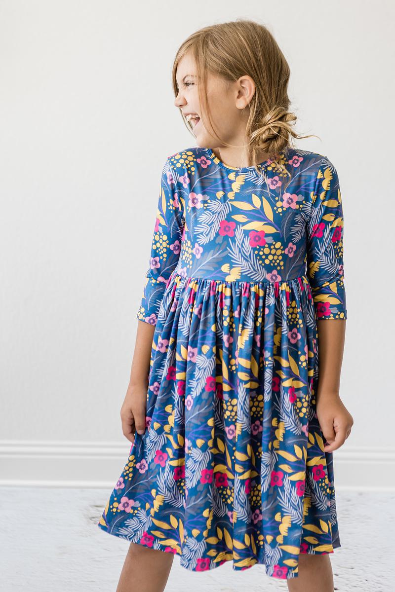 Flora 3/4 Sleeve Pocket Twirl Dress 1