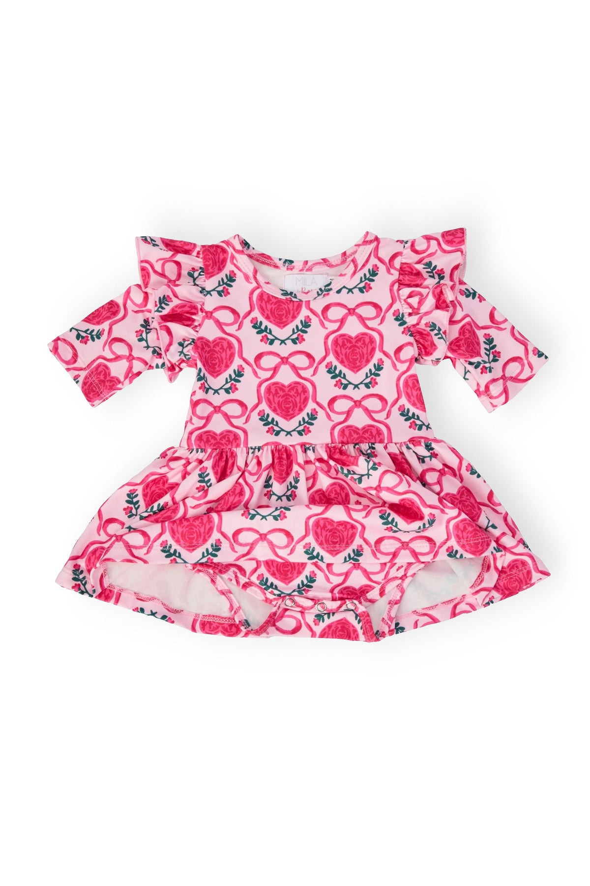 Fluttering Hearts 3/4 Sleeve Flutter Twirl Bodysuit 2