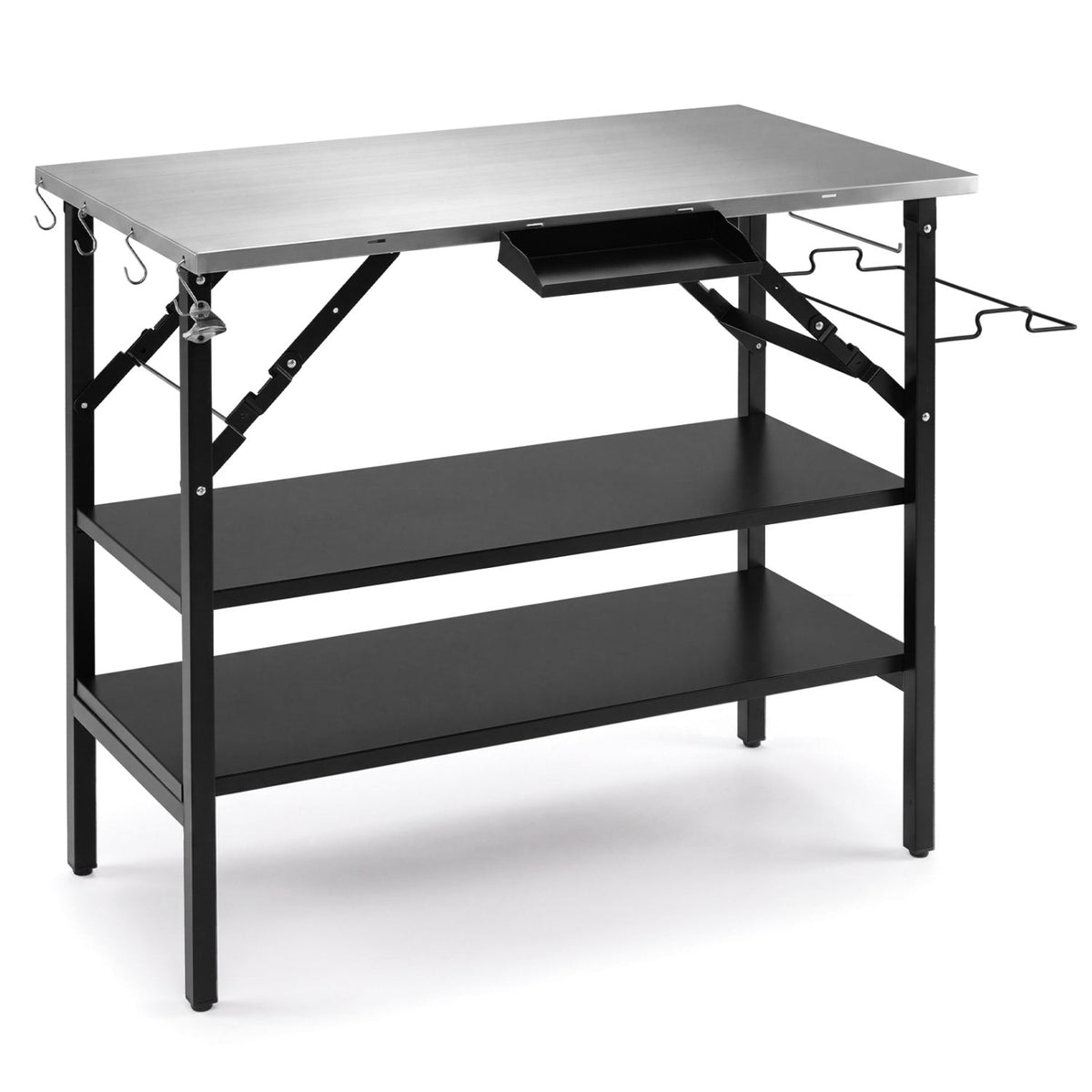 Foldable Outdoor Cook Station with Removable Shelves 4