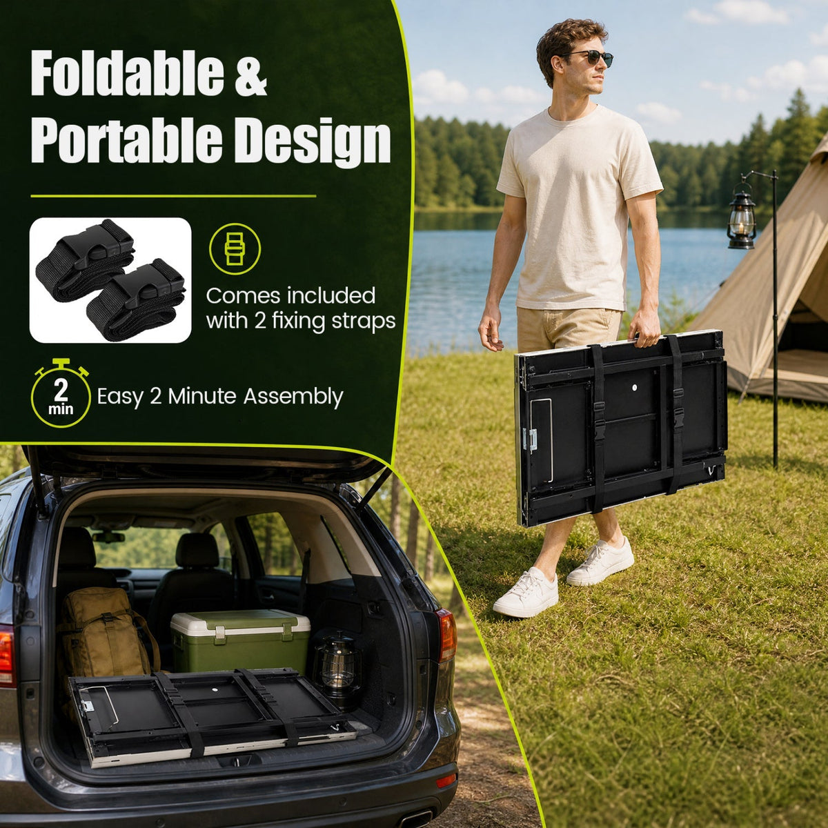 Foldable Outdoor Cook Station with Removable Shelves 8