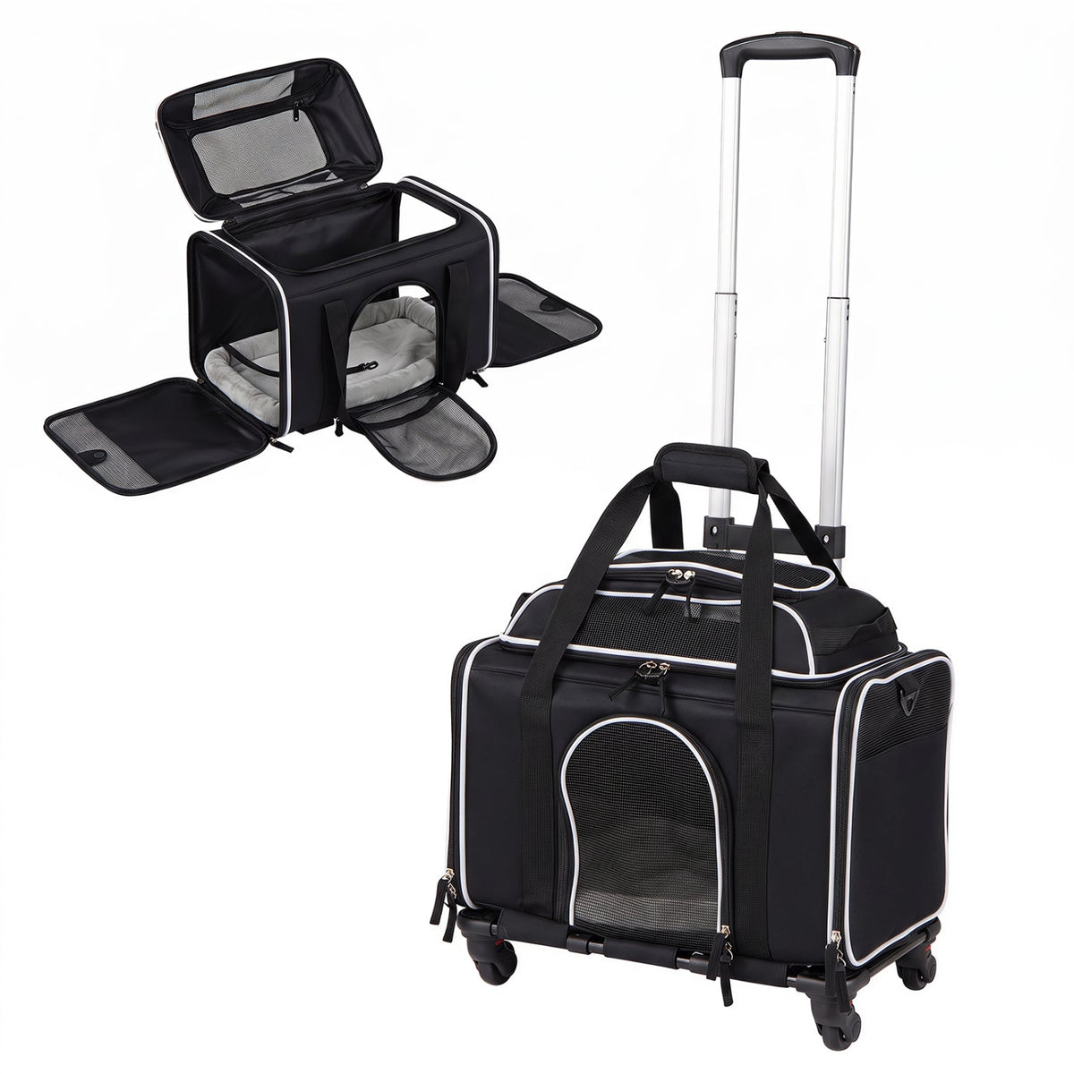 Rolling Pet Carrier with Wheels for Cats and Small Dogs 3