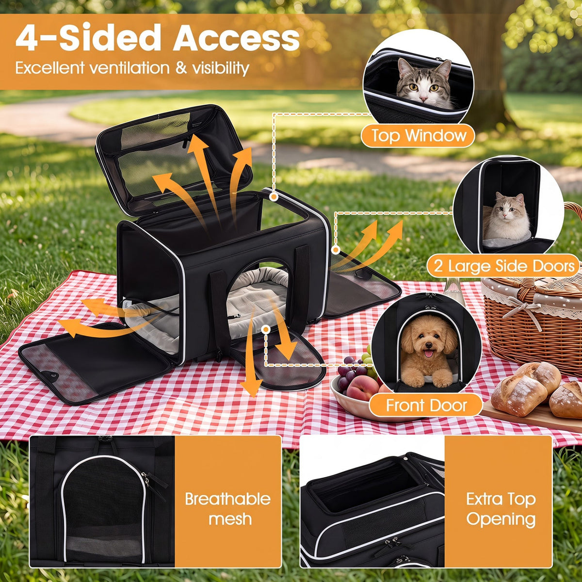 Rolling Pet Carrier with Wheels for Cats and Small Dogs 8