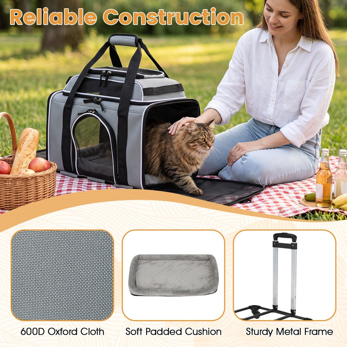 Rolling Pet Carrier with Wheels for Cats and Small Dogs 13