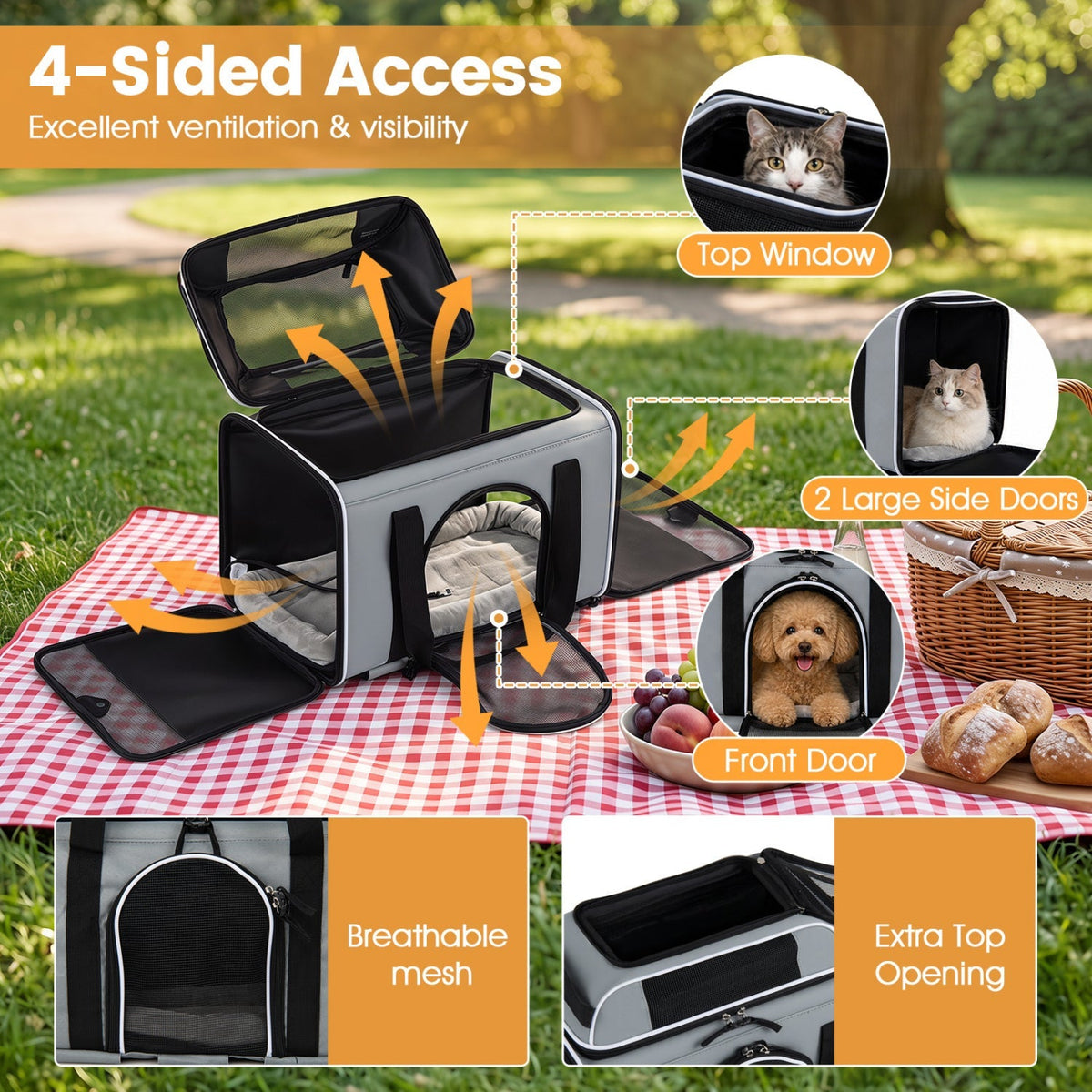 Rolling Pet Carrier with Wheels for Cats and Small Dogs 16