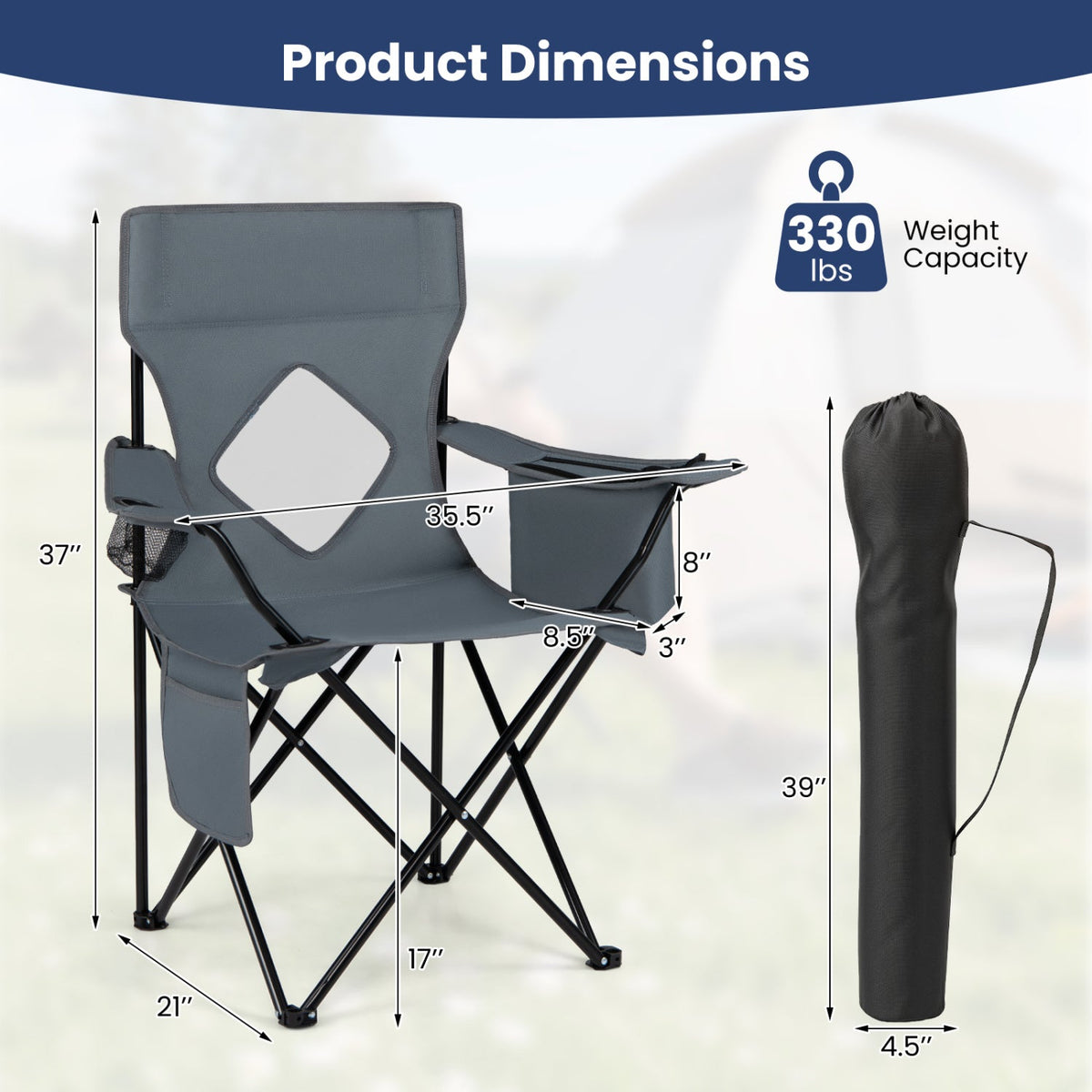 Folding Camping Chair with Mesh Back and Carrying Bag 21