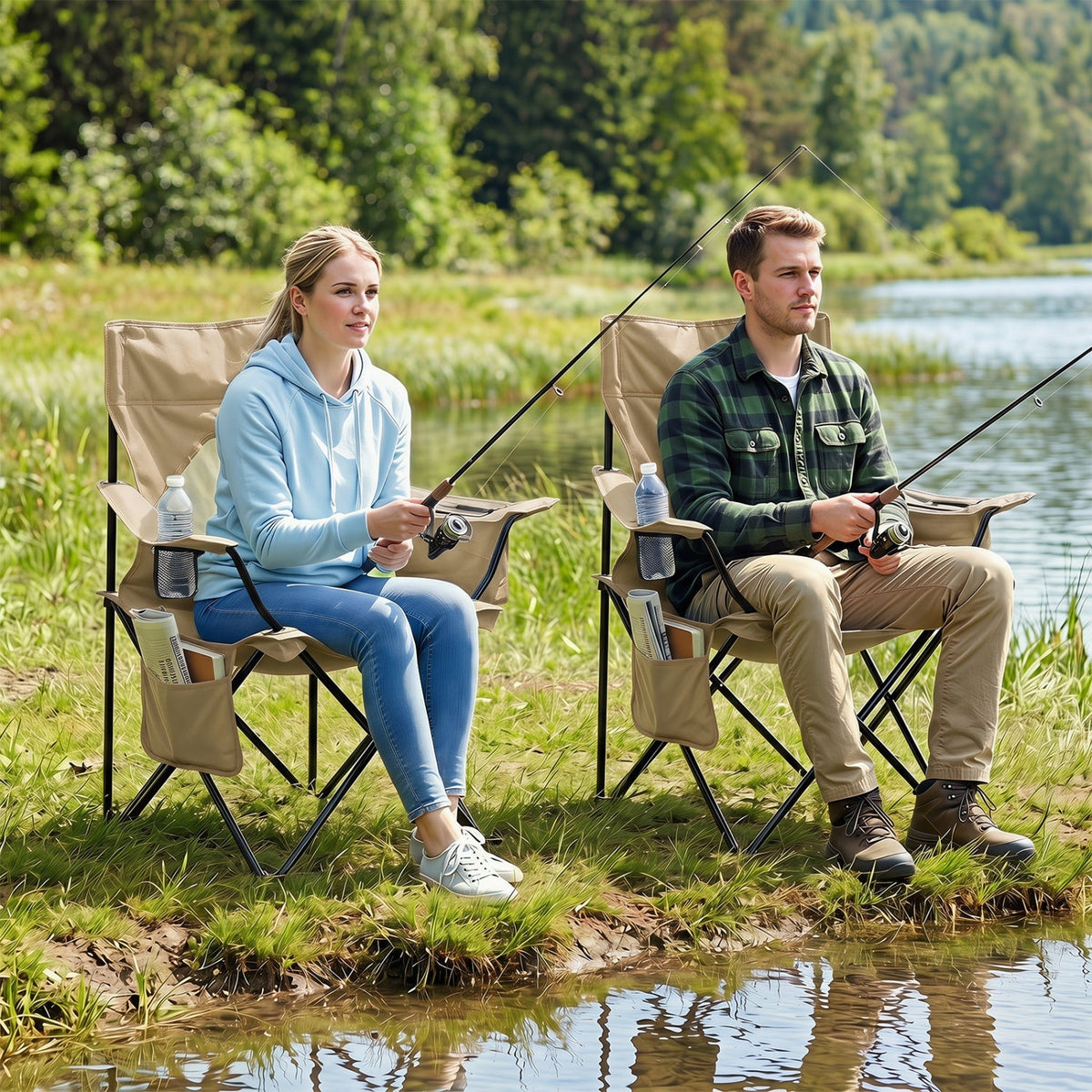Folding Camping Chair with Mesh Back and Carrying Bag 1