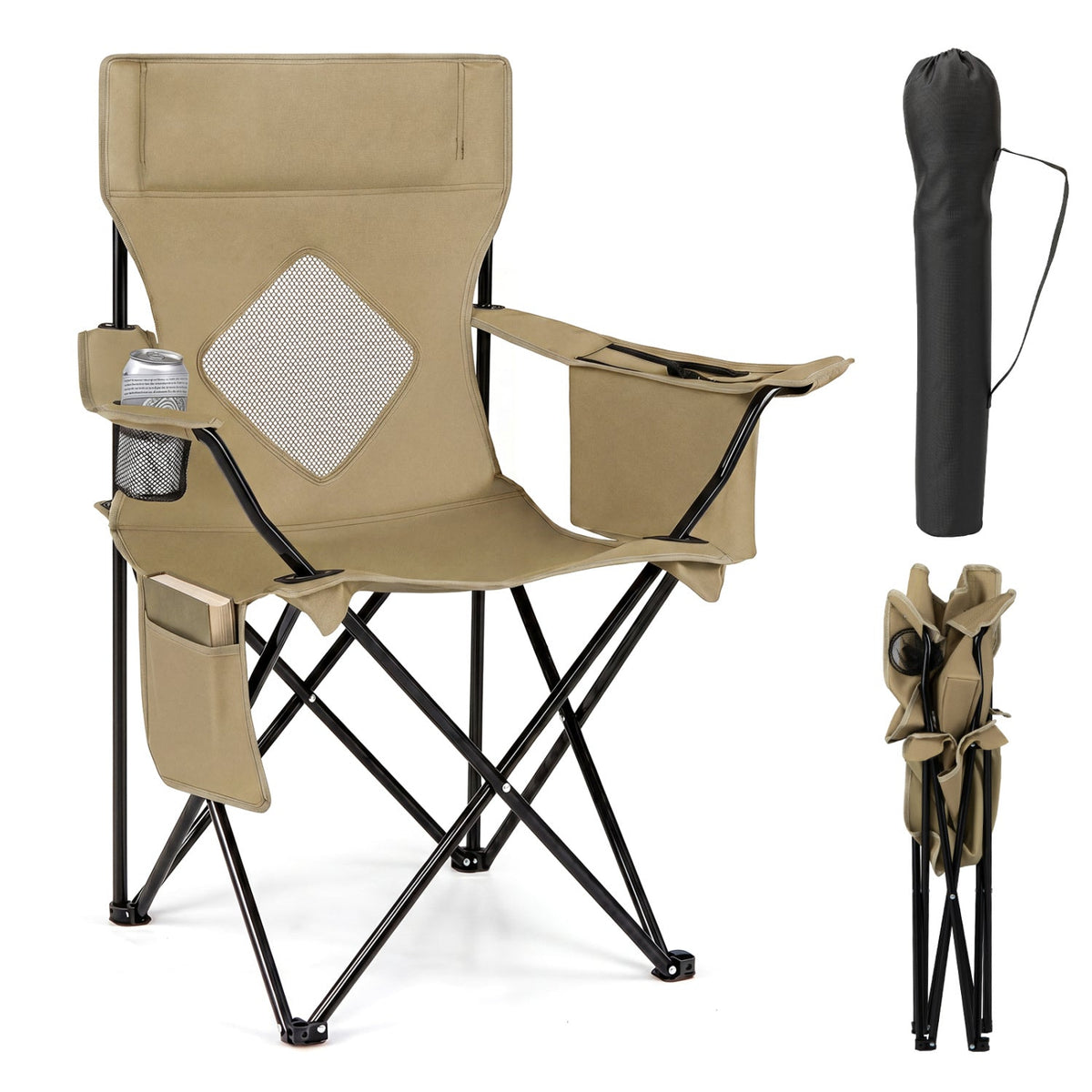 Folding Camping Chair with Mesh Back and Carrying Bag 3