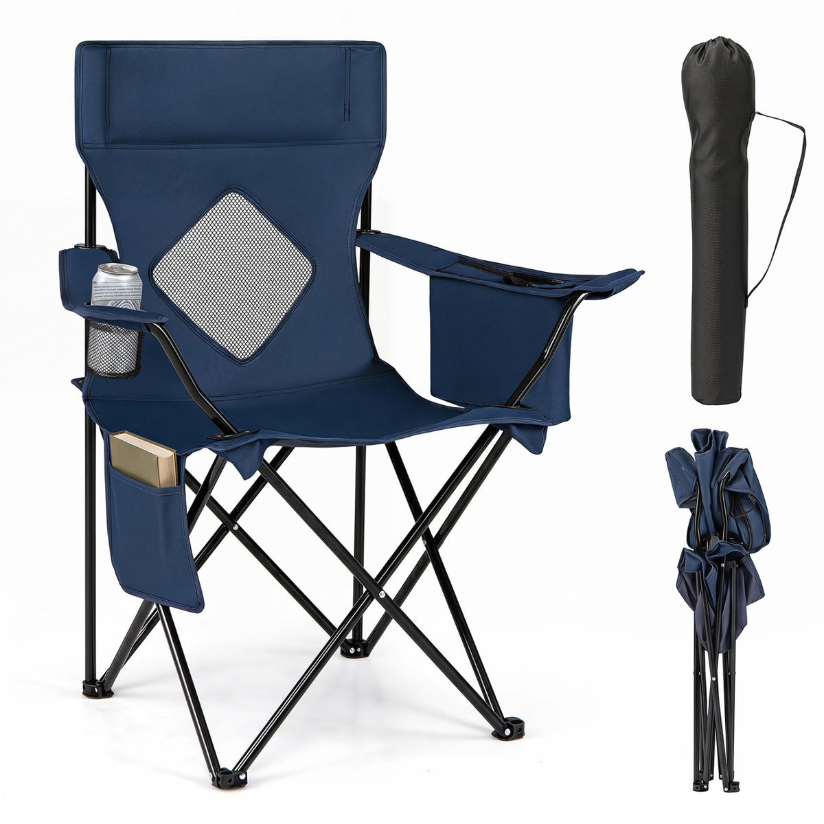Folding Camping Chair with Mesh Back and Carrying Bag 12