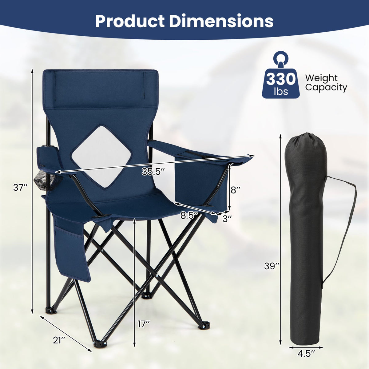 Folding Camping Chair with Mesh Back and Carrying Bag 13