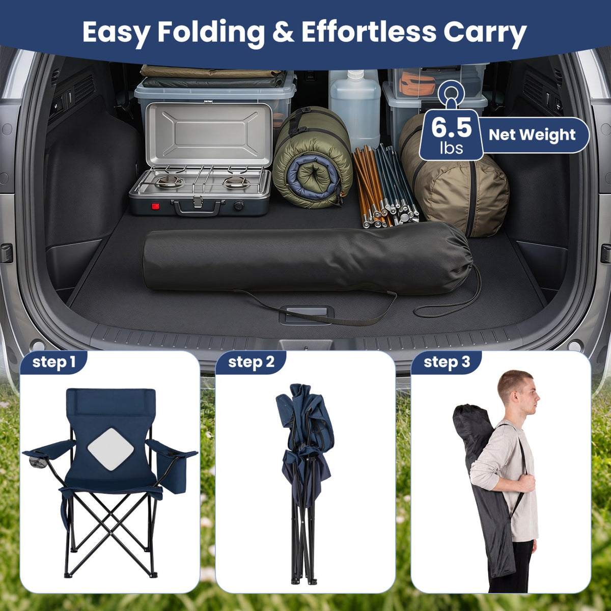 Folding Camping Chair with Mesh Back and Carrying Bag 15