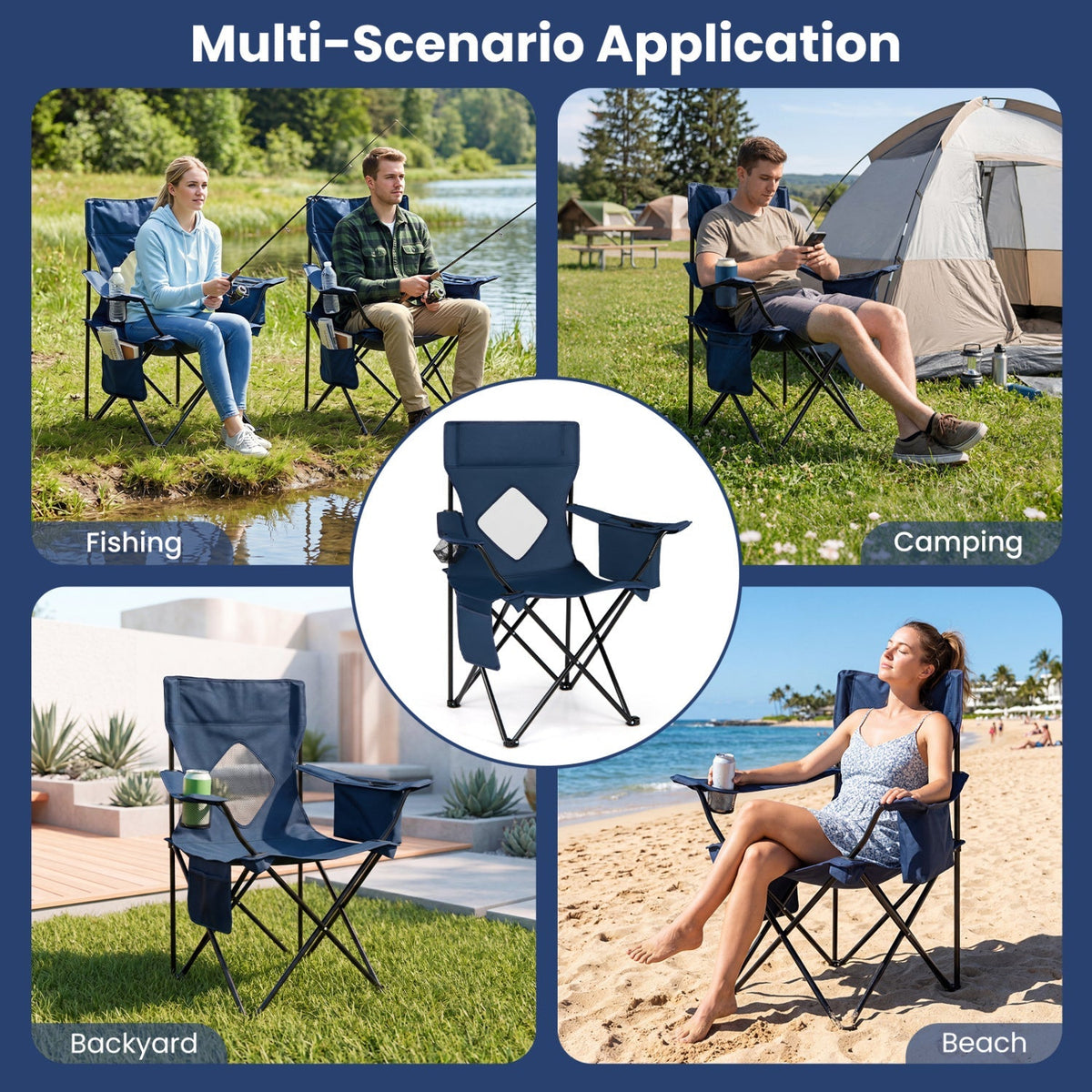 Folding Camping Chair with Mesh Back and Carrying Bag 16