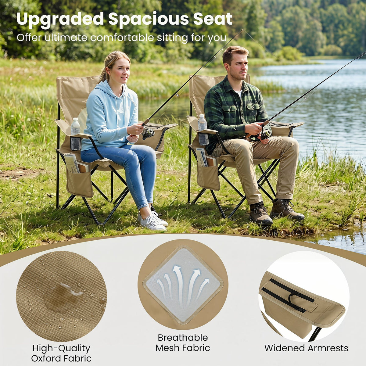 Folding Camping Chair with Mesh Back and Carrying Bag 8