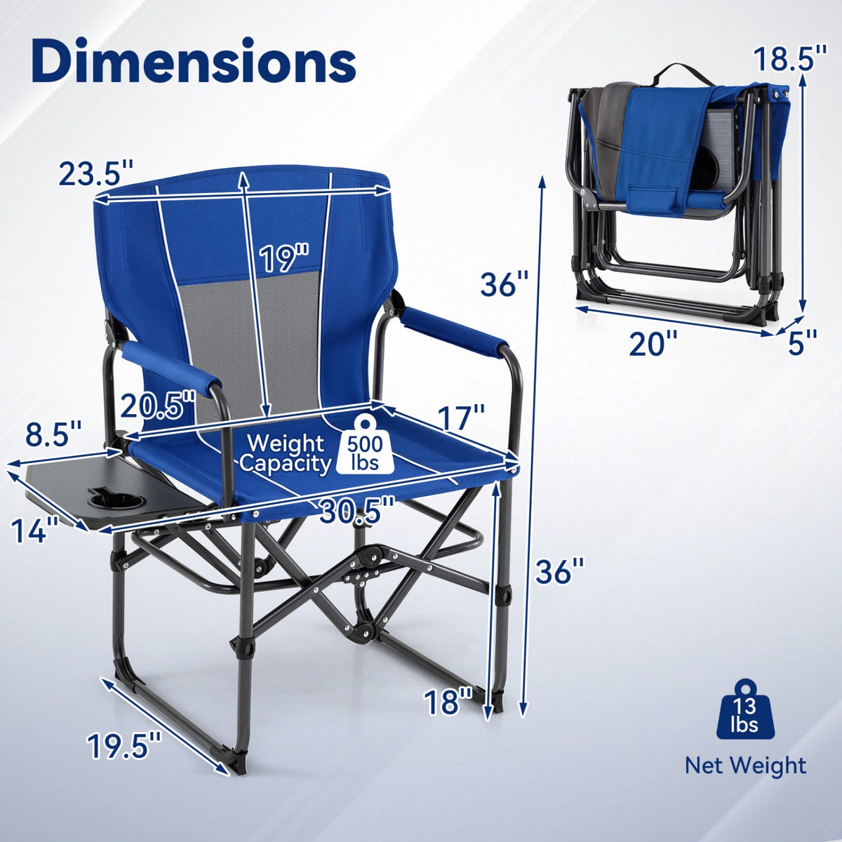 Folding Camping Chair with Side Table and Cup Holder 3