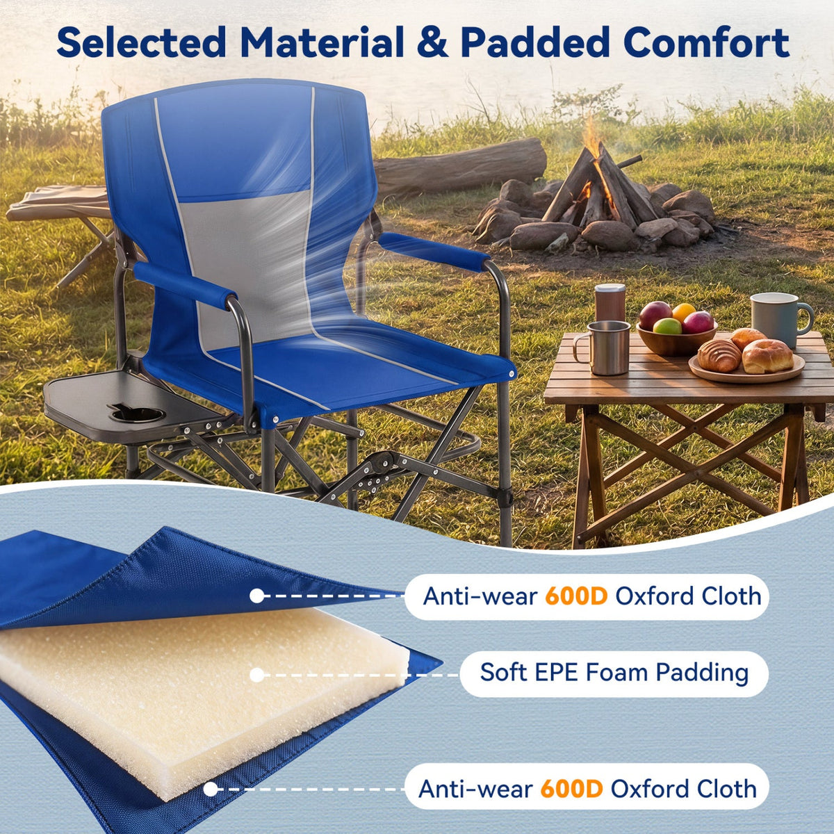 Folding Camping Chair with Side Table and Cup Holder 4