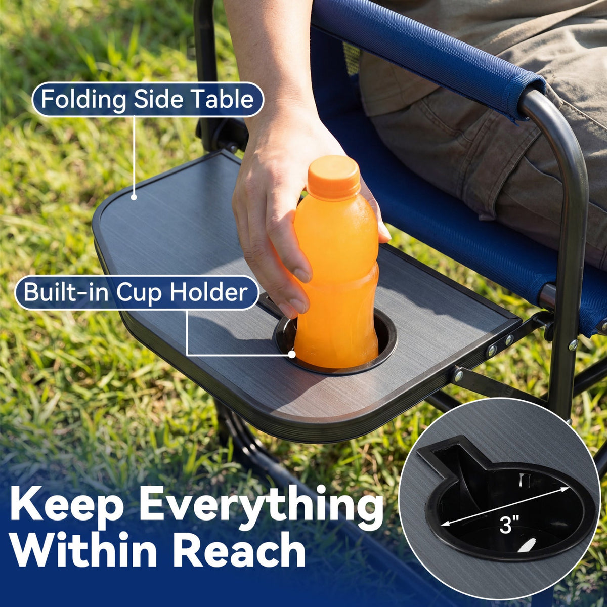 Folding Camping Chair with Side Table and Cup Holder 5