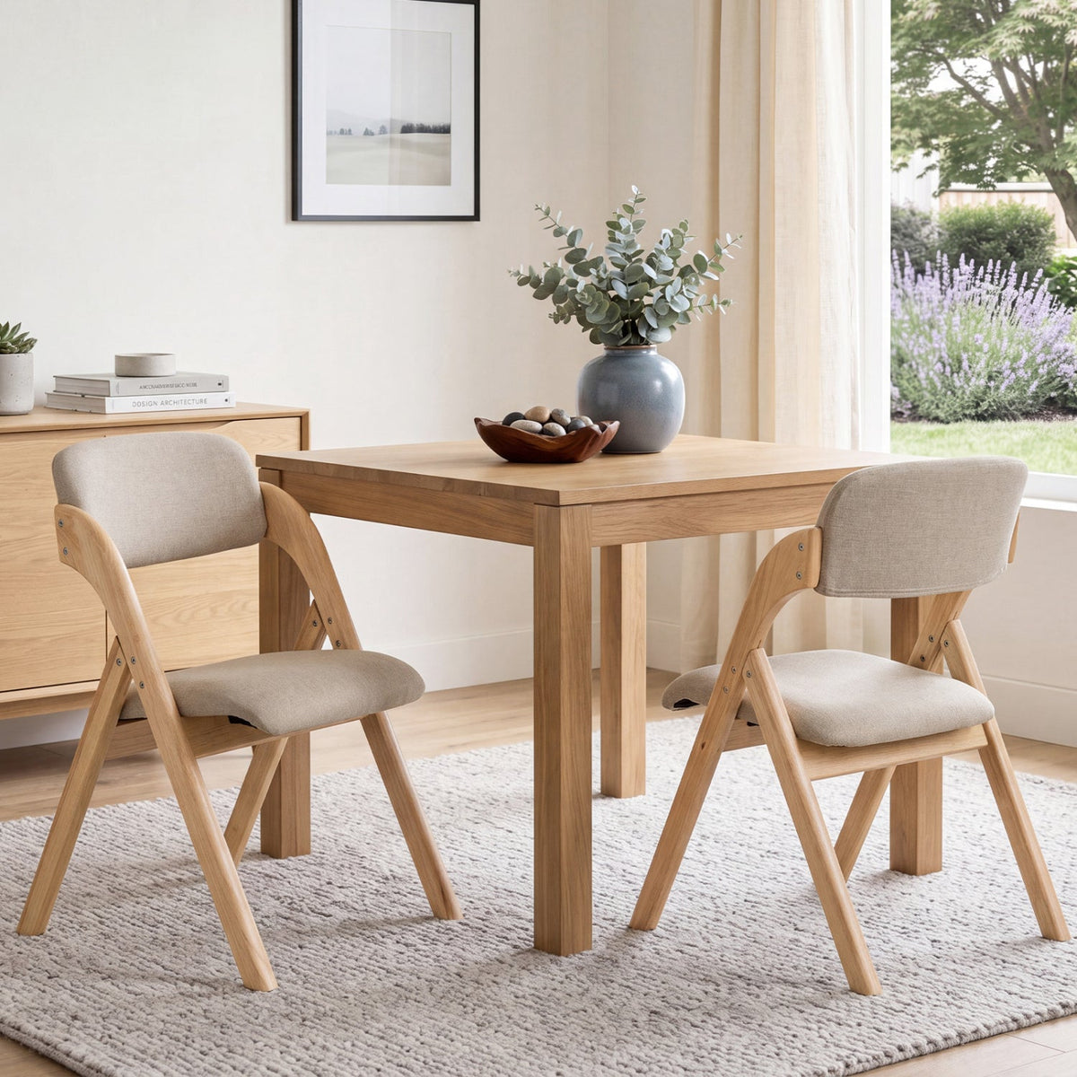 Folding Dining Chairs Set of 2 with Cushioned Seats 1