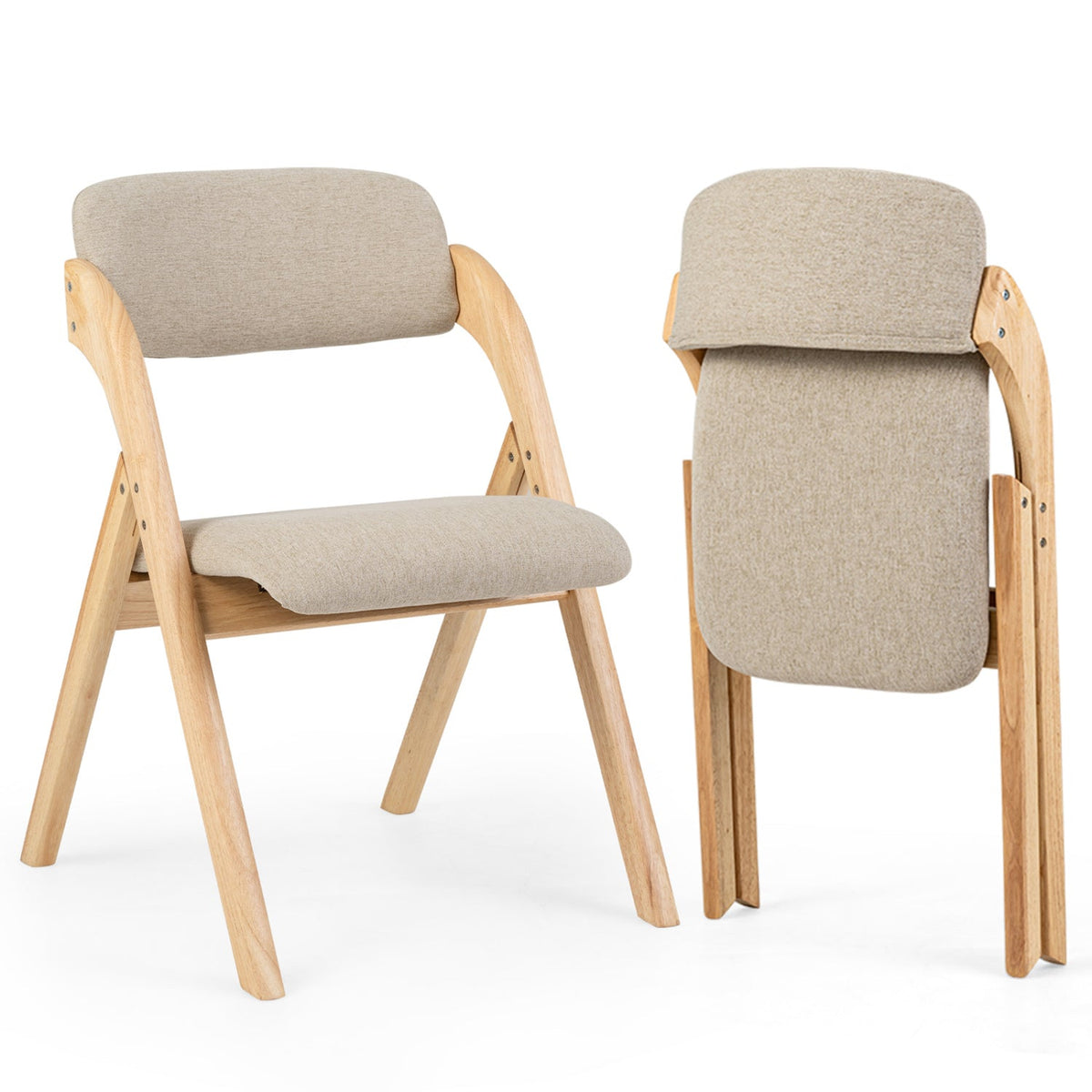 Folding Dining Chairs Set of 2 with Cushioned Seats 3