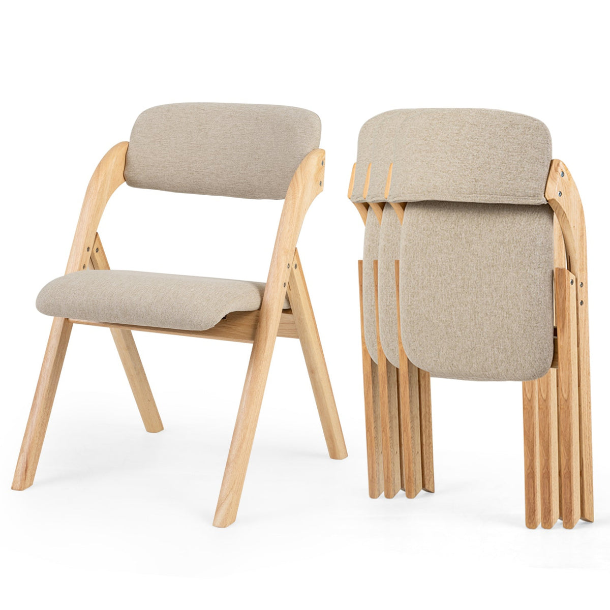 Folding Dining Chairs Set of 2 with Cushioned Seats 10