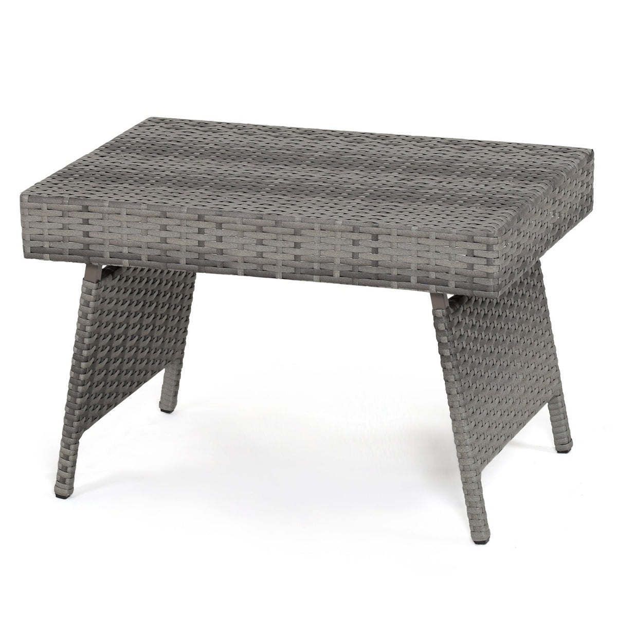 Folding PE Rattan Side Coffee Table Patio Garden Furniture 7
