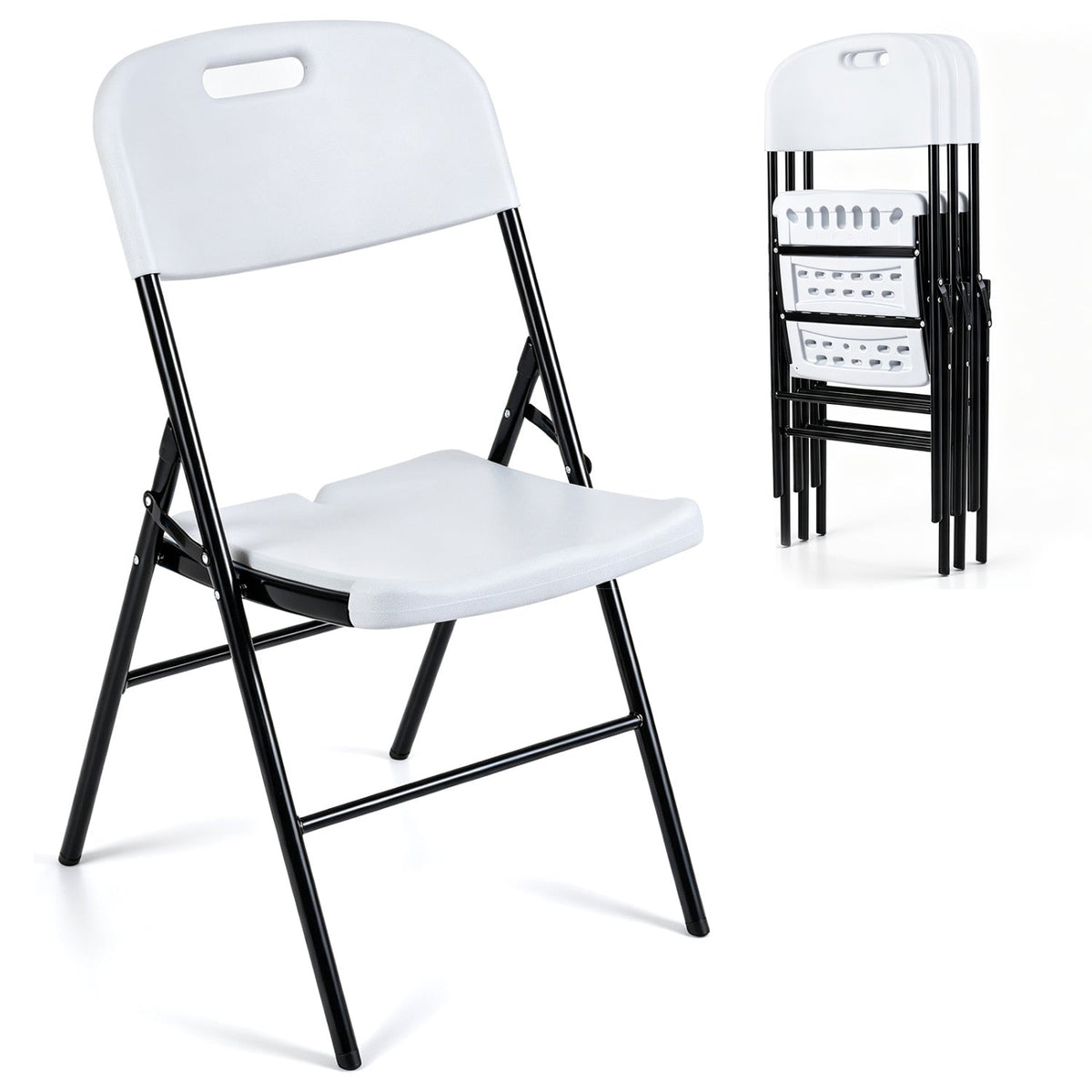 Folding Plastic Chairs 4-Pack, 330 LBS Capacity 2