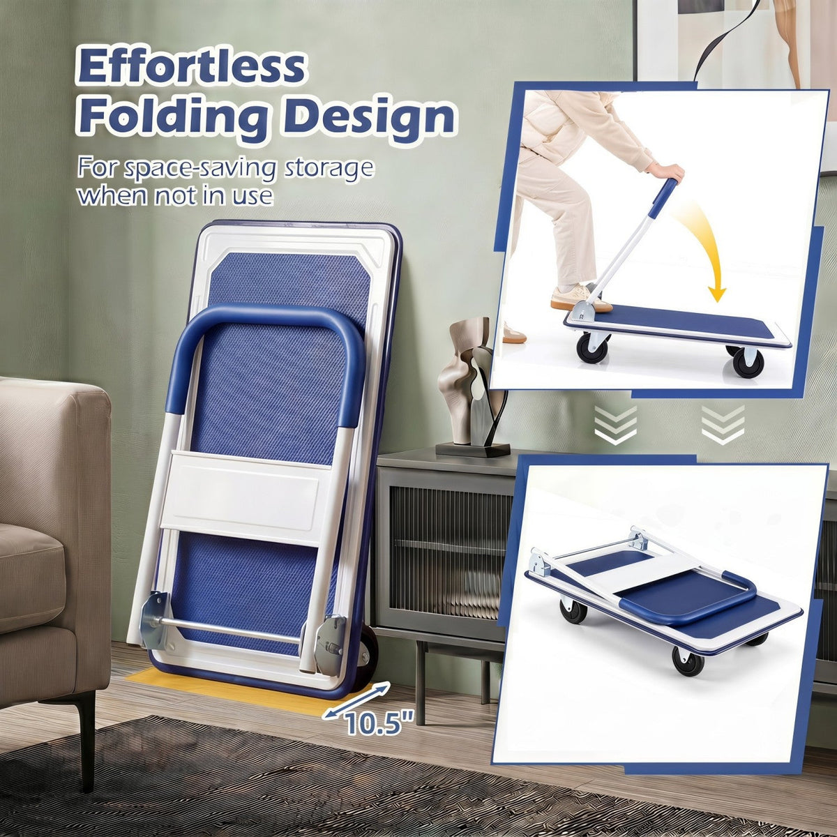 Folding Platform Hand Truck with 4 Wheels - 660 lbs Capacity 8