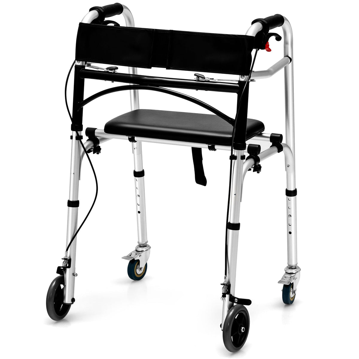 Adjustable Aluminum Walker with Wheels and Brakes 2