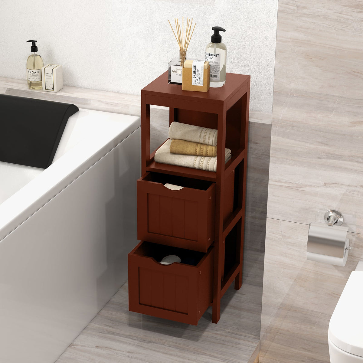 Freestanding Storage Cabinet with 2 Removable Drawers for Bathroom 8