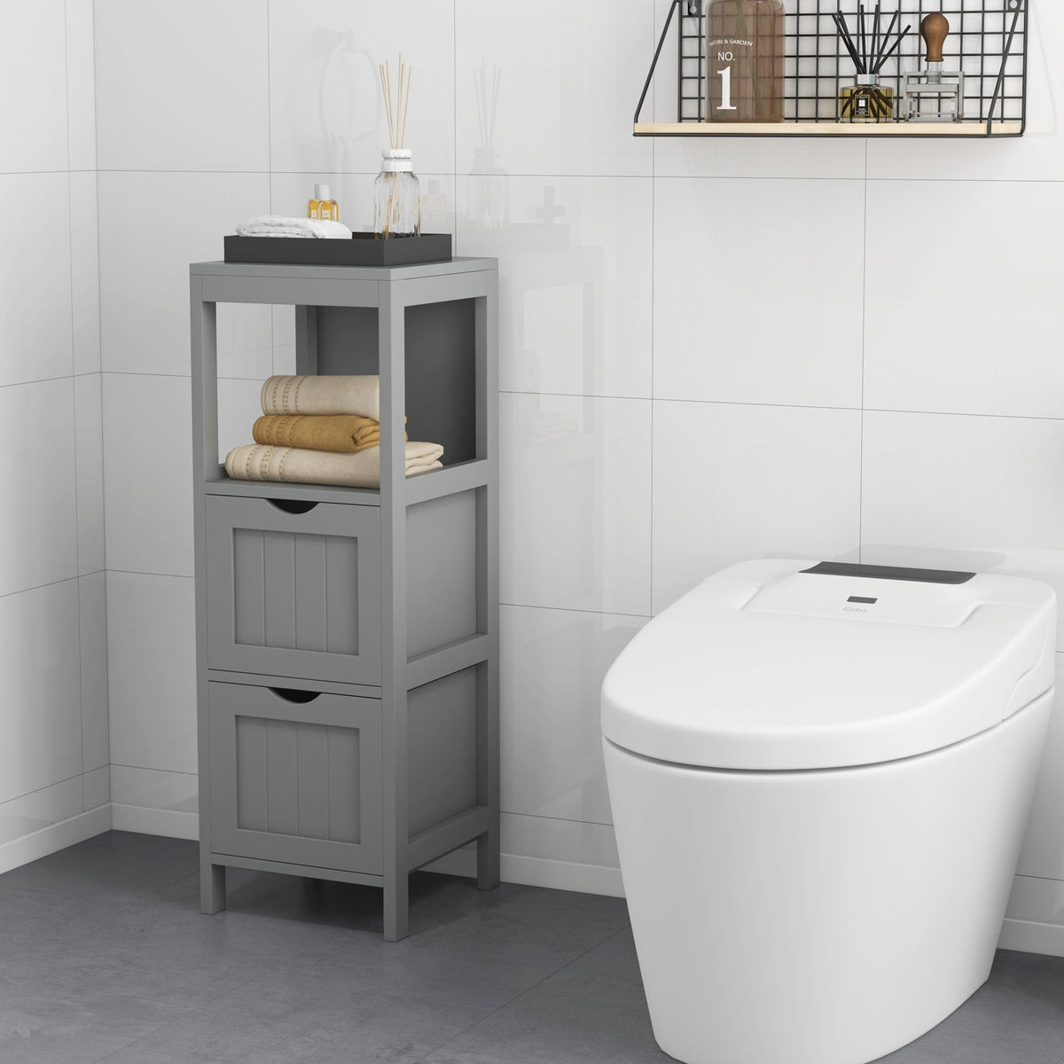 Freestanding Storage Cabinet with 2 Removable Drawers for Bathroom 1