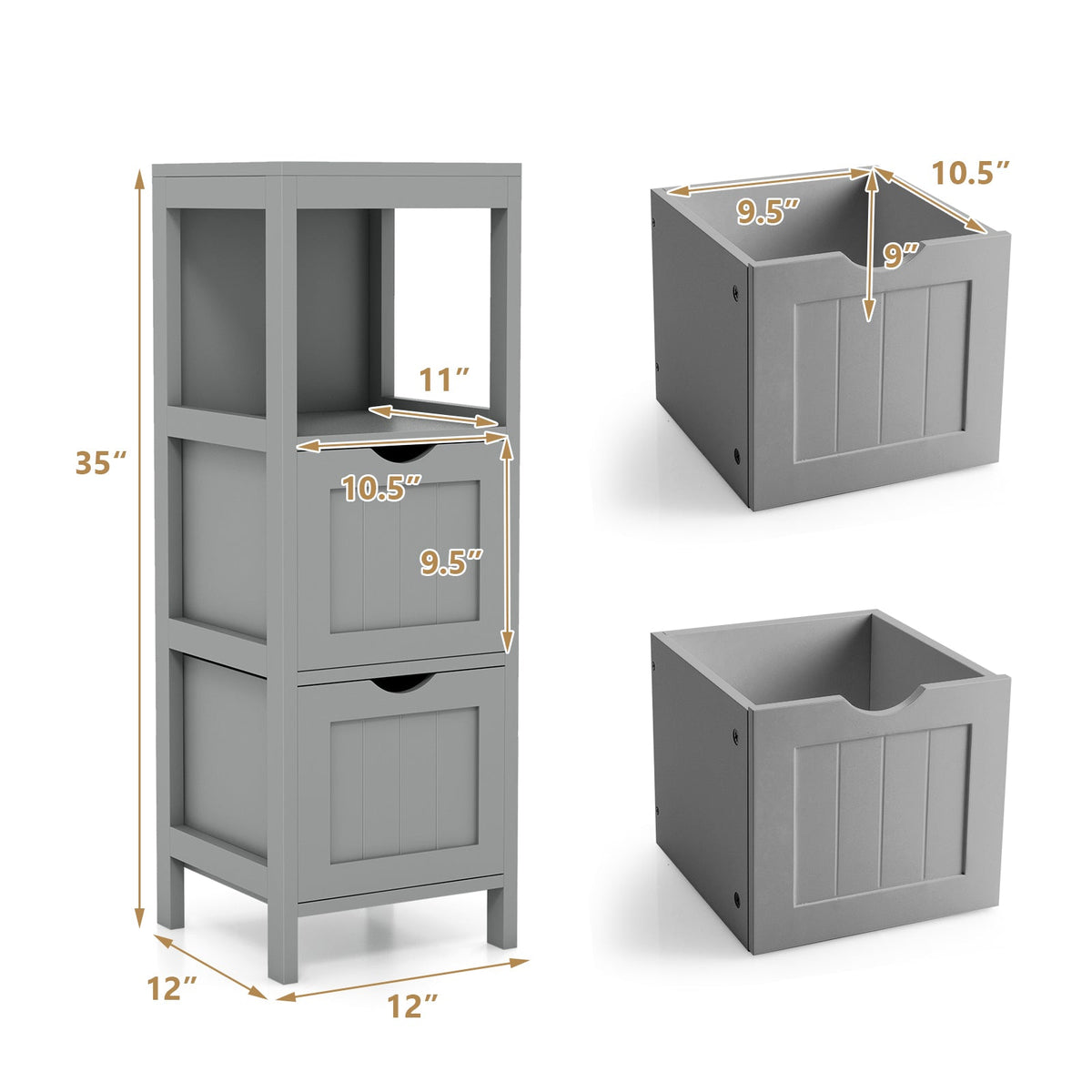 Freestanding Storage Cabinet with 2 Removable Drawers for Bathroom 13