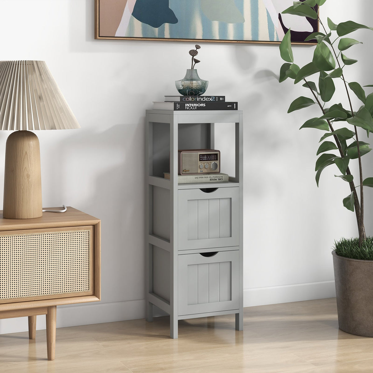 Freestanding Storage Cabinet with 2 Removable Drawers for Bathroom 20
