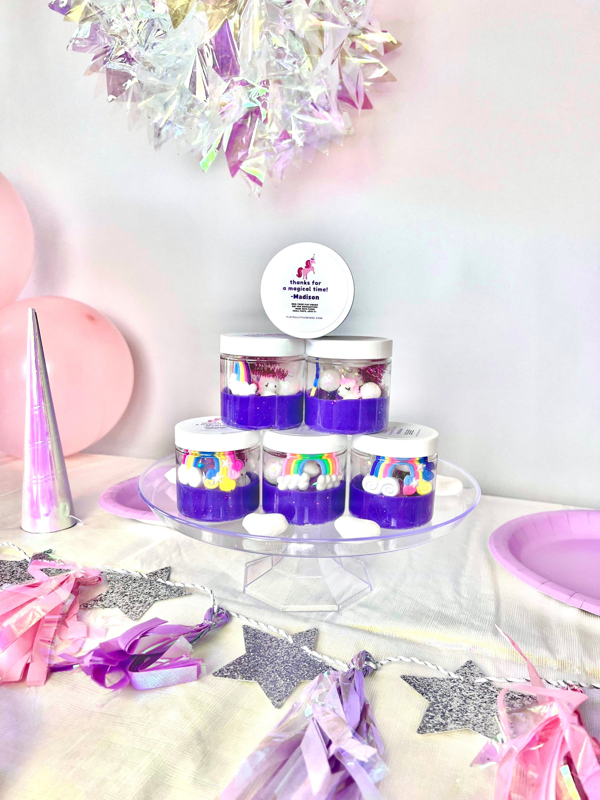 Rainbow Unicorn Play Dough Party Favors for Kids' Birthdays 1