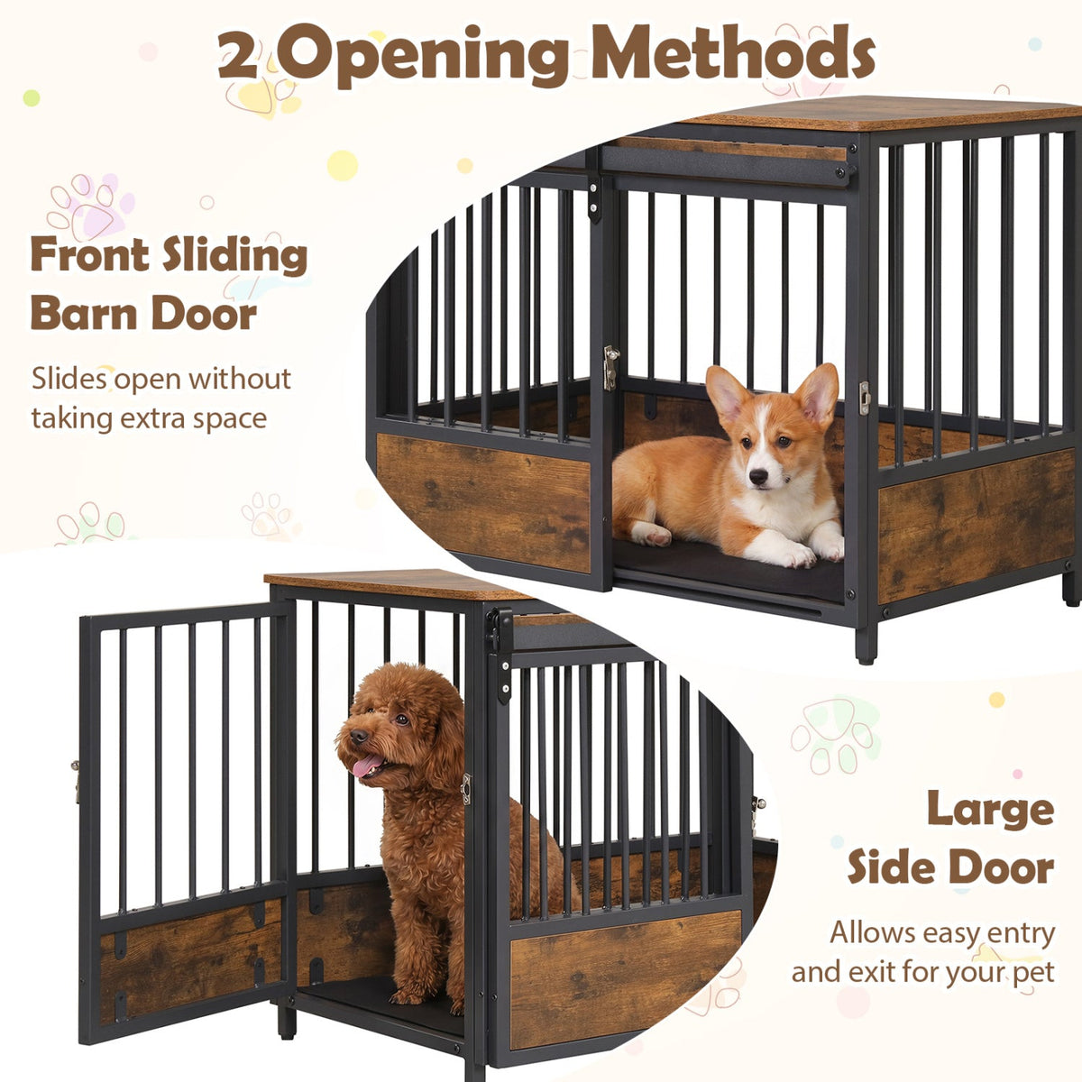 Dog Crate Furniture with Sliding Barn Door and Mat 6