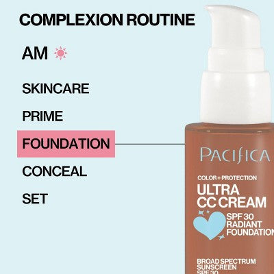 Pacifica Ultra CC Cream Radiant Foundation with SPF 17 Warm/Tan 1 fl oz - Imperfect Box 4