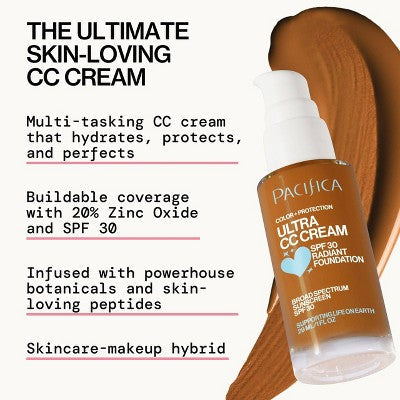 Pacifica Ultra CC Cream Radiant Foundation with SPF 17 Warm/Tan 1 fl oz - Imperfect Box 2