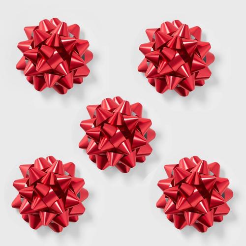 5-pack of Giant Christmas Bows, Red Met Tone - Wondershop 1