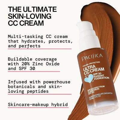 Pacifica Ultra CC Cream Radiant Foundation with SPF 17 Cool/Deep 1 fl oz - Imperfect Box 2