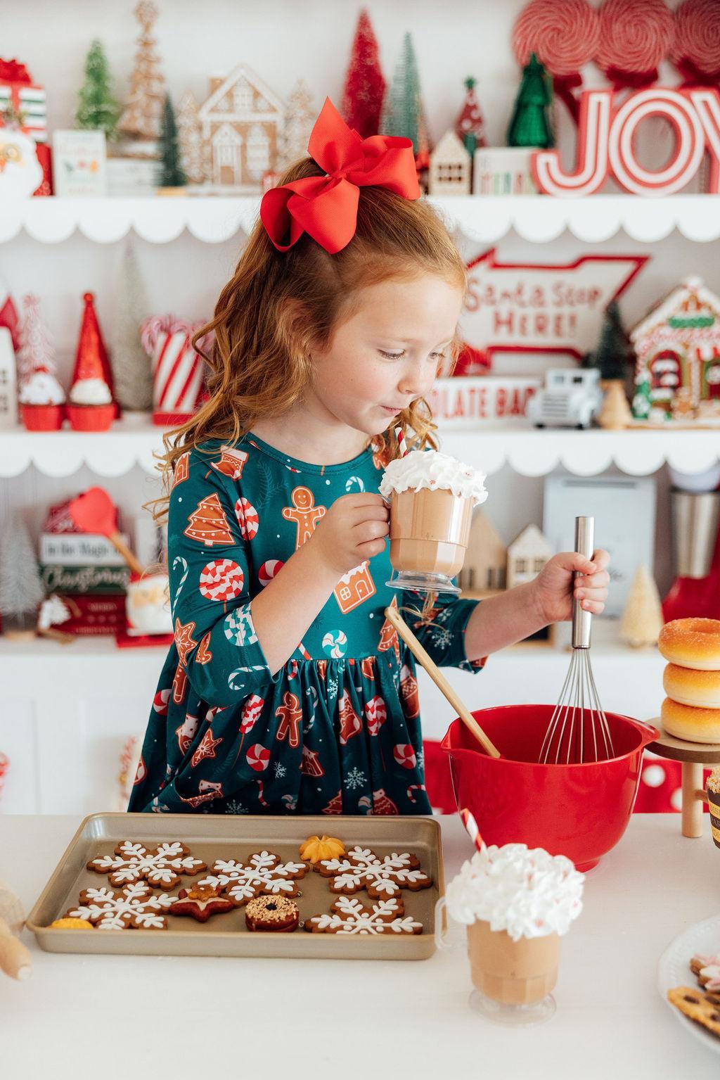 Gingerbread House 3/4 Sleeve Pocket Twirl Dress 2